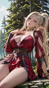Red Robe Elf Sorceress! ระเบียงป่าที่ส่องถึงแสงแดด, คุกเข่ามองที่หลอมละลายคุณทันที