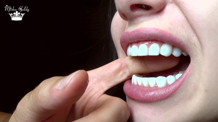 Goddess Misha Goldy: Hard biting of male fingers and arm