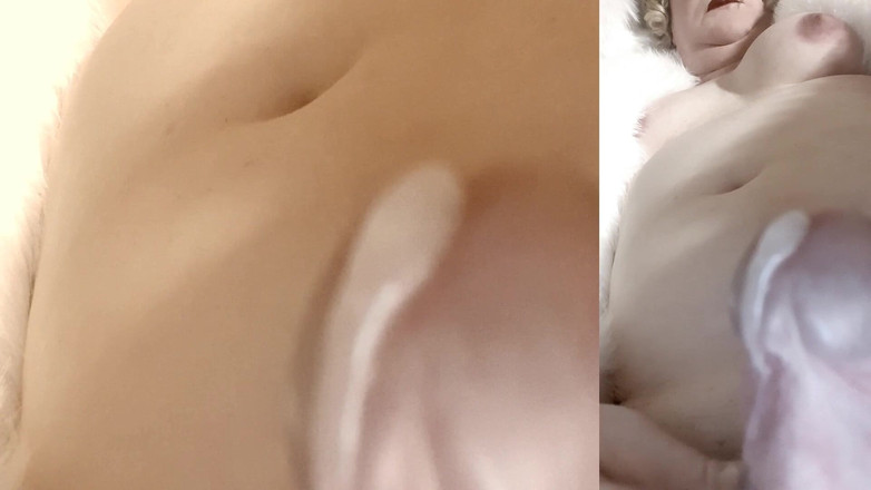 Trans fur bitch: Retro transfurlady muestra tetas y polla dura y se corre