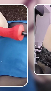 Big Dildo Anal Masturbation on the Fucking Machine
