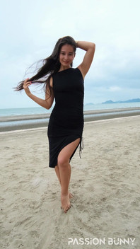 Sexy Tight Black Dress and Beauty Chill