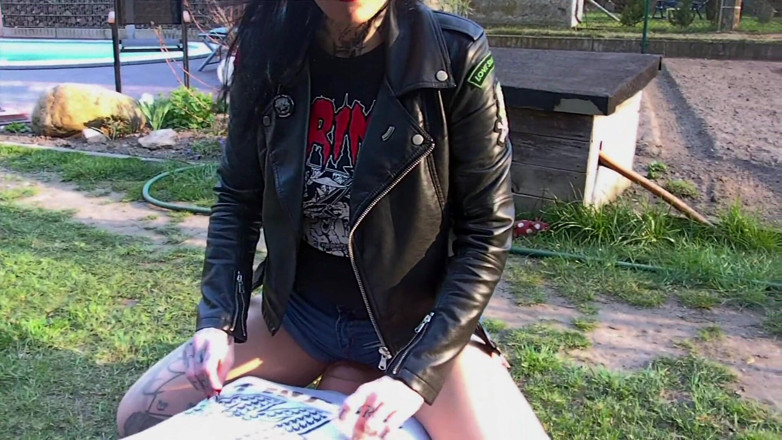 Domina Lady Vampira - SM Studio Femdom Empire: Sexy nylon feet &amp; facesitting in jeans shorts
