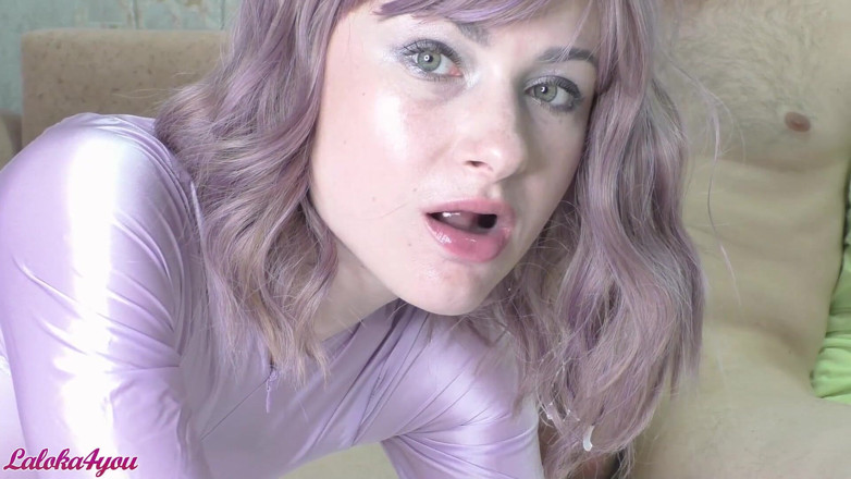 Laloka4you: Sexy neighbor gives sensual blowjob with cum in mouth