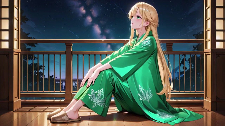 Tay Swift X: Green Kimono Fantasy w sypialni! Światło słoneczne uderza w jej nagie...