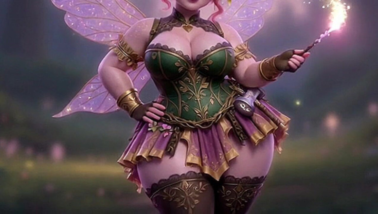 Animate golden: Thicc Pinkफेयरी जादू की छड़ी के साथ बड़े पैमाने पर गांड मटका रही है