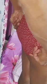Skinny Desi Femboy Masturbates in His Lil Sister's Used Pantie