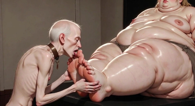 YOUR BEST FANTASY: Ragazzo magro schiavo che lecca i piedi morbidi della sSBBw...