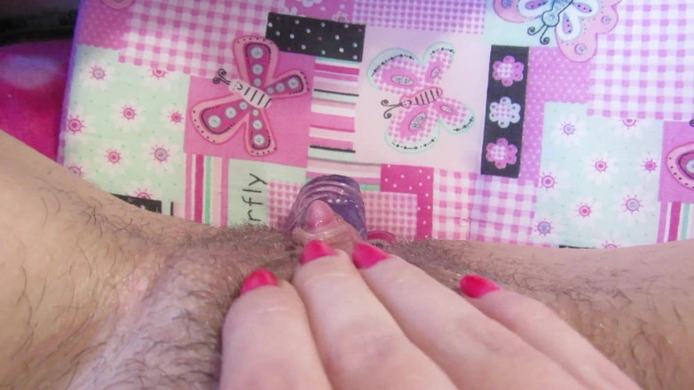 Cuteblonde666: Big clit creamy cumming on dildo