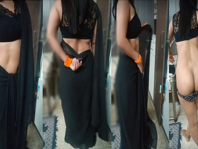 Hot Desi Girl in Saree Does Slow Strip Dance - Full Tease & Undress (Naughty wings)