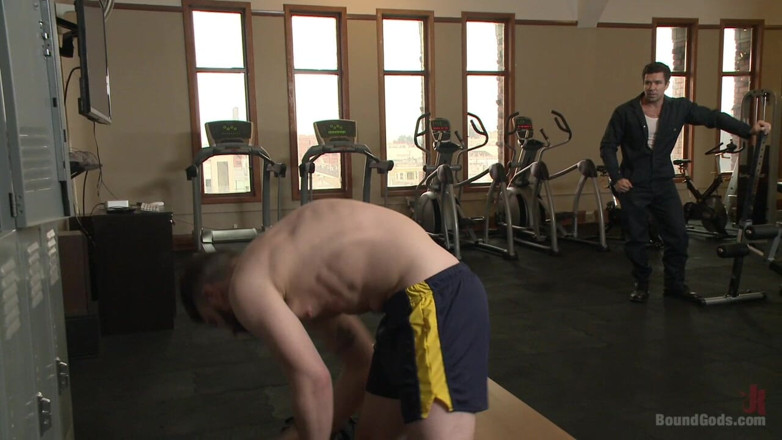 Bound gods: Hot Gym Stud Tormented and Fucked by the Creepy Handyman