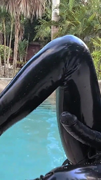 Worship Your Rubber Goddess by the Pool