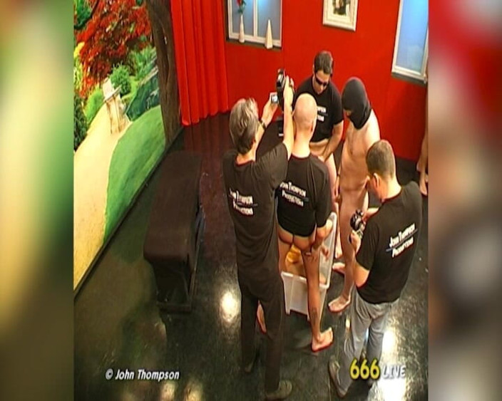 GGG John Thompson OLD STYLE: Ggg Blonde Bukkake Slut Gets Her Face Drenched in Cum