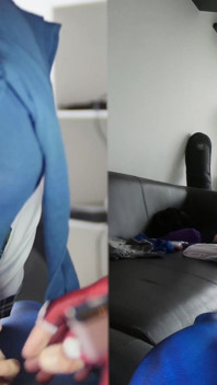 Katy studente leert nylon pijpbeurt