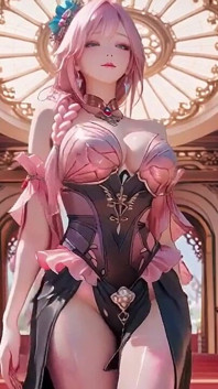 Pink-haired Mermaid Queen! From Dreamy Underwater to a Pure White Private Space, She Kneels Before the Lens Caressing Her Chest