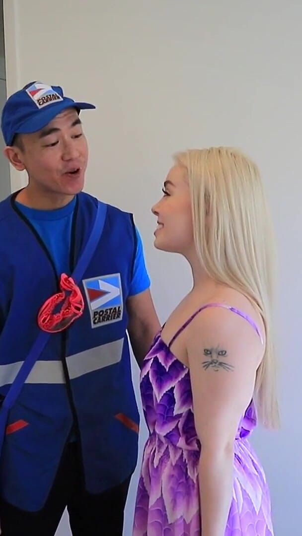 Banana Fever: Petite Blonde Haley Spades Gets Fucked by Asian Mailman - Tiny...