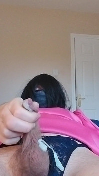 Sissy Princess in Pink, Anal-plugged Cumshot