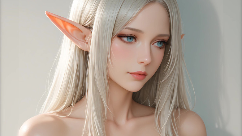 LustRender: Lustrender slideshow: krásná nahá elf hlava otočit vpravo umění - Ai...