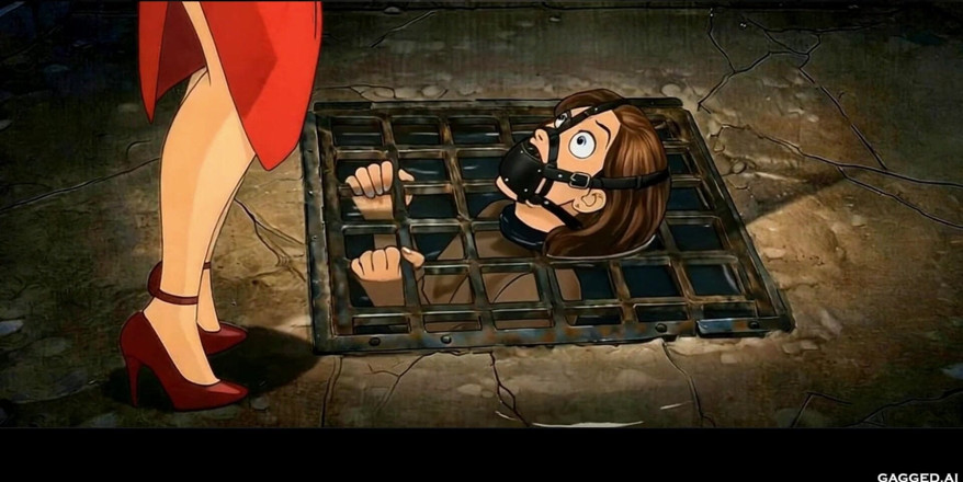 Gagged AI Cartoons: Señora en rojo