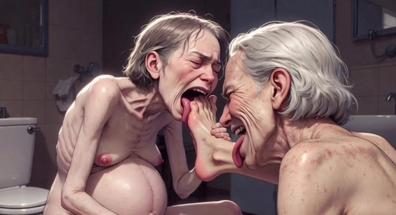 YOUR BEST FANTASY: Two Ugly 90 Year Old Grannies Foot Fetish - Licking &amp; Moaning in...