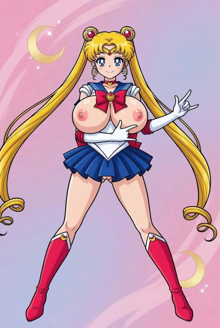 L6RD7BLU3 AI: Sailor Moon Shaking Her Tight Bald Ass Pussy