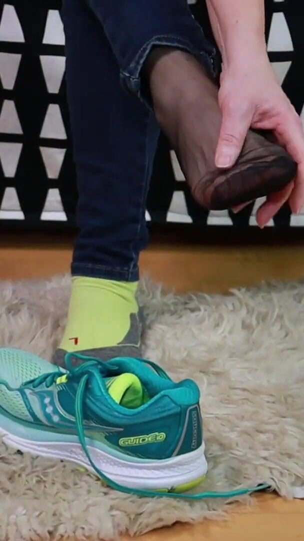 Green Running Shoes & Real Nylons - Shoeplay & Sock Tease (KimisWorld)