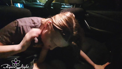 Kiara Night: Hot blonde deepthroats cock taxi driver in the car - cumshot...