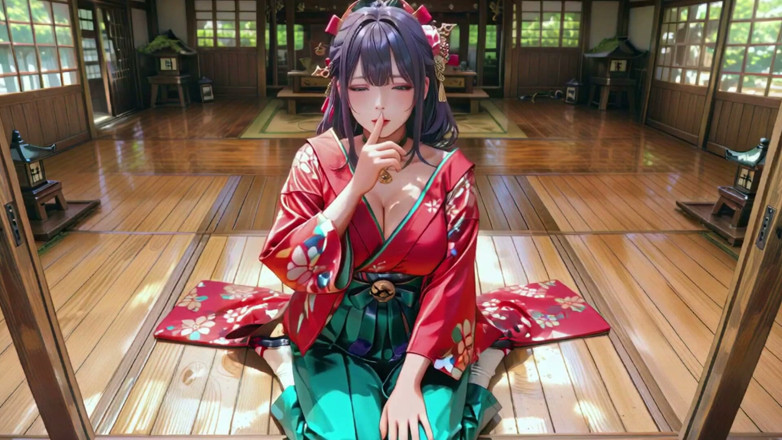Seraphina Vale: Purple Hair Kimono Girl's Private Morning! Red &amp; Green Clash Is...