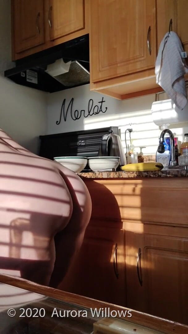 Aurora Willows: Nude making breakfast on vacation