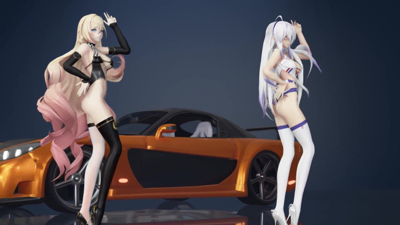 MikuMotion: Striptis Duet coklat; Black Stockings; Stoking Putih; Racing Leotards
