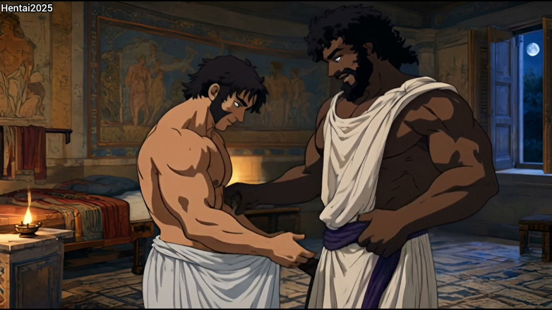 Hentai2025: Ai generat o scurtă poveste interrasială între Soldatul Roman și Gladiator Desene...