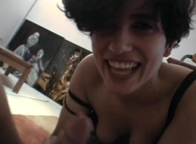European Classics: Hairy brunette drains big pecker POV
