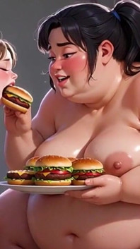 Weight Gain Humiliation - Fat Woman Stuffing Skinny Feedee