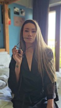 Asian MILF with Glasses in Silk Robe