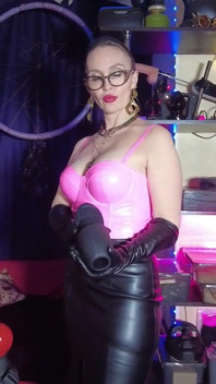 Fetish Mistress Eva Latex Dominatrix BDSM Femdom Heels Hot Big Ass MILF Pink Leather