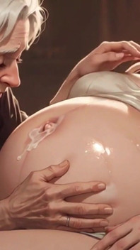 90yo Granny Passionately Licking Pregnant Belly - Very Aroused