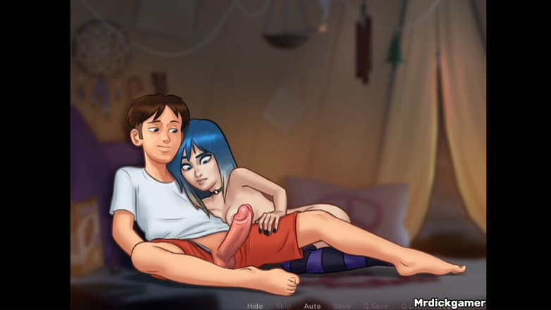 Hornysexes: Summertime saga hot teen ottiene il suo cazzo più duro...