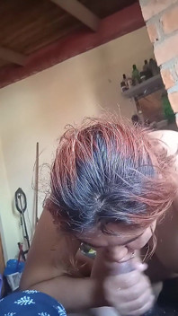 The Neighbor Takes Out His Cock to Give Him a Blowjob