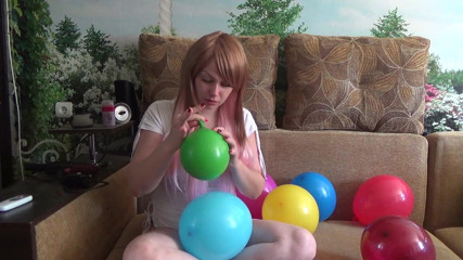 Goddess Misha Goldy: I Am Blowing 10 Different Color Balloons!