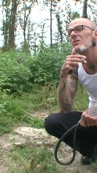 Tied to tree humiliated and sucking dick