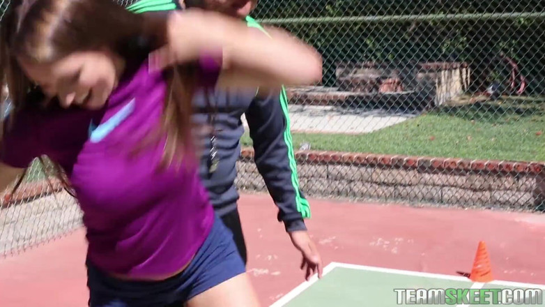 Team Skeet: Cute athletic babe lets her coach fuck her tight pussy