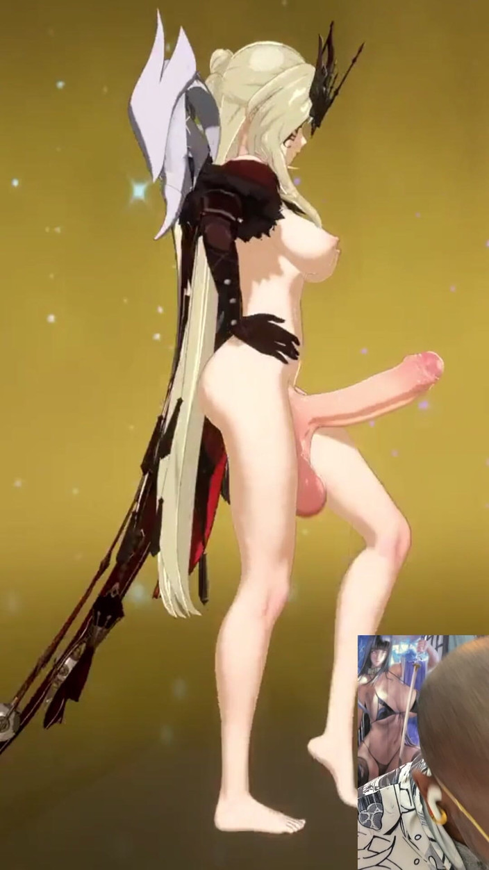 L6RD7BLU3 FUTA: この魅力的な大きな胸の原神キャラクターは、巨大なトランスジェンダーのペニスを持っている