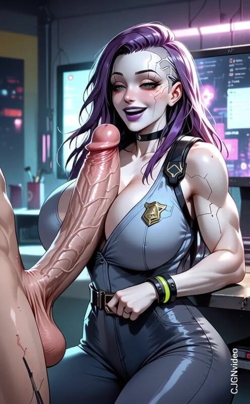 Hot girl dancing: Femeia Cyberpunk se distrează cu pula (ai Animation)