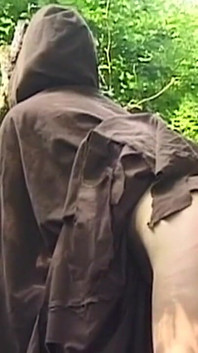 Mature MILF in Monk Robes Sucks Cock Blindfolded Outdoors