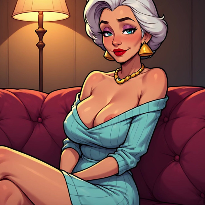 AI Porn: Un dessin animé chic mature ses seins