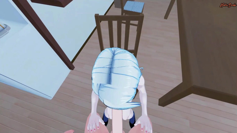 Hentai Smash: Sae Niijima faz garganta profunda no seu pau e engole...