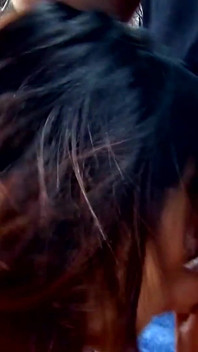 Mature Brunette Slut Rides Cock Wildly on Beach