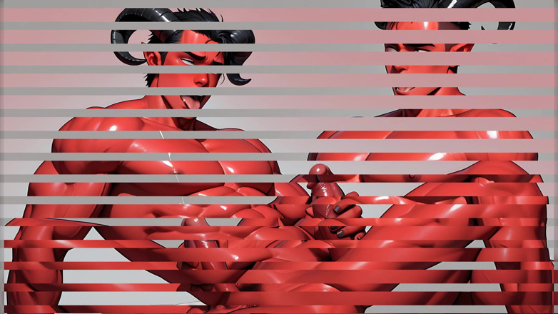 LustMen: Demonische incubus verloren in sensueel plezier. Red Skin en Ahegao...