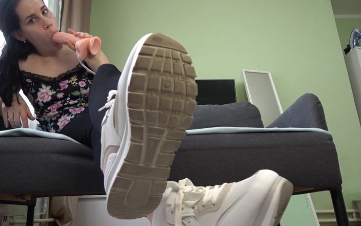 Anna Sky: Anna Shows the Soles of Her Sneakers and Sucks a...