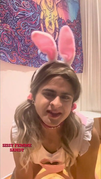 Chastity Sissy: Peeing in Bowl & Swallowing (bunny Outfit)