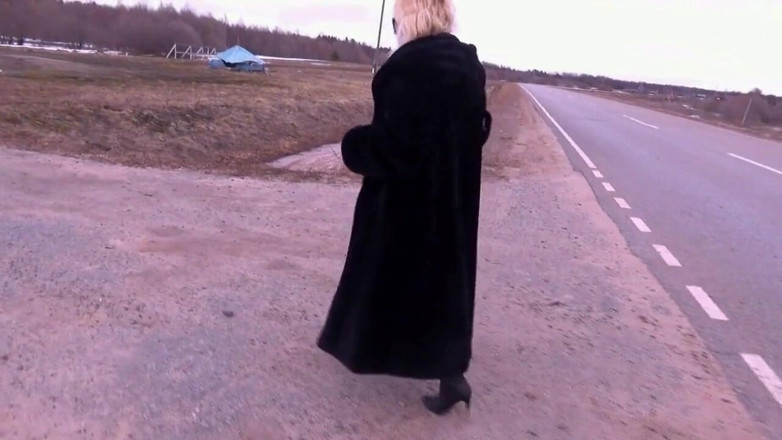 Nylon-Heels: Business style, walk-in fur coat